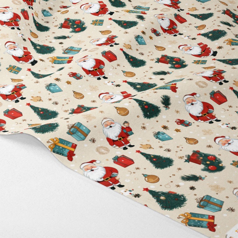 Tela De Fieltro y fieltro estampado Navidad - Papá Noel y árboles mod.1