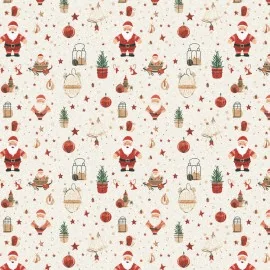 Filzstoff und bastelfilz Druck Weihnachten - Weihnachtsmann und Bäume mod.3