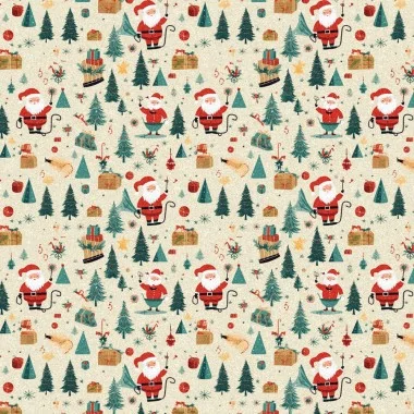 Dun Vilt en Vilt afdrukken Kerstmis - Santa Claus en bomen mod.4 2
