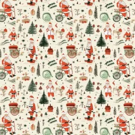 Tissu Feutre et feutrine imprimer Noël - Père Noël et sapins mod.5