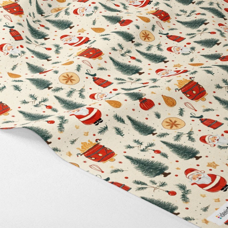 Tela De Fieltro y fieltro estampado Navidad - Papá Noel y los árboles mod.6
