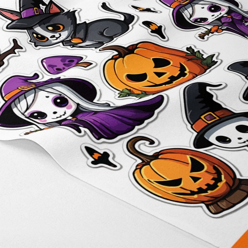 Bedruckte Bastelfilz Tafel "Halloween" Gemischte Dekorationen Mod. 01