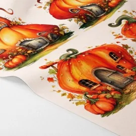 Panneau tissu feutrine imprimé « citrouilles d’halloween » mod. 14