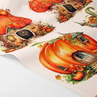 Panneau tissu feutrine imprimé « citrouilles d’halloween » mod. 16 2
