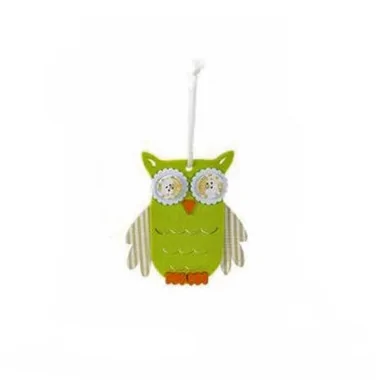 DECORATIVE OWL IN WOOD AND FELT - ORANGE