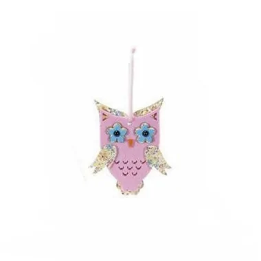 DECORATIVE OWL IN WOOD AND FELT - LIGHT BLUE