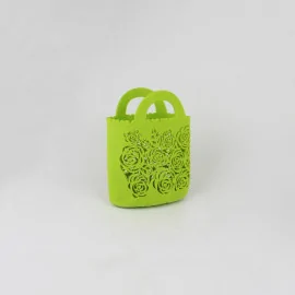 Geantă de mână fetru trandafir sculptat - verde acid