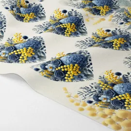 Vrouwendag "blauwe" dun vilt panelen - harten met bloemen en mimosa's om uit te knippen