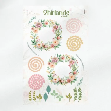 Guirnalda de flores y hojas mod. 2 - fieltro fino panel para cortar y ensamblar