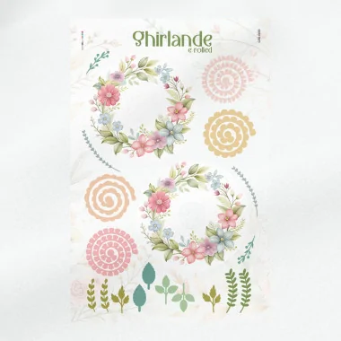 Guirnalda de flores y hojas mod. 3 - fieltro fino panel a cortar y ensamblar
