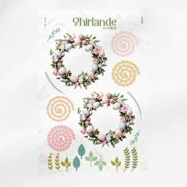 Guirnalda de flores y hojas mod. 10 - fieltro fino panel para cortar y ensamblar