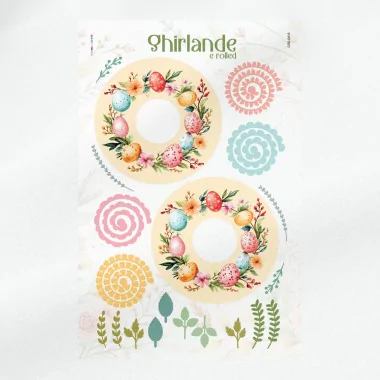Guirnalda de flores y hojas de pascua mod. 15 - fieltro fino panel a cortar y ensamblar