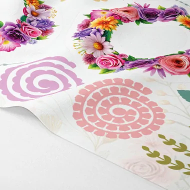 Guirnalda de flores y hojas mod. 21 - fieltro fino panel para cortar y ensamblar 2