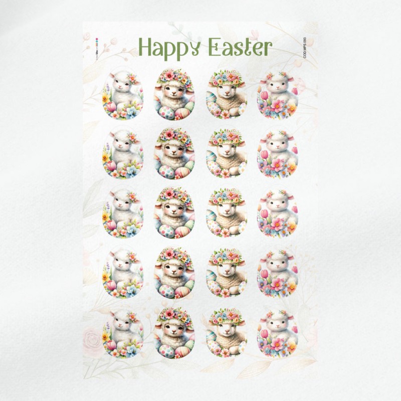 Ostertafel in Bastelfilz Modell 93 "Frohe Ostern" - Schafe und Blumen