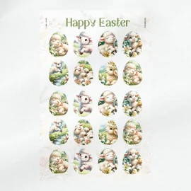 Panneau de Pâques en tissu feutre « Joyeuses Pâques » modèle 94 - Moutons et Fleurs|IDEEINFELTRO.COM