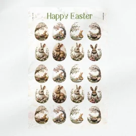 Panneau de Pâques en tissu feutre « Joyeuses Pâques » modèle 96 - Lapins|IDEEINFELTRO.COM