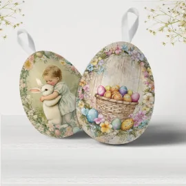 Panou de paște în fetru moale "paște fericit" model 95 - decorațiuni mixte