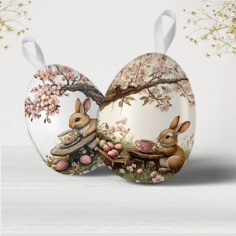Panel de pascua en fieltro fino "felices pascuas" modelo 96 - conejitos