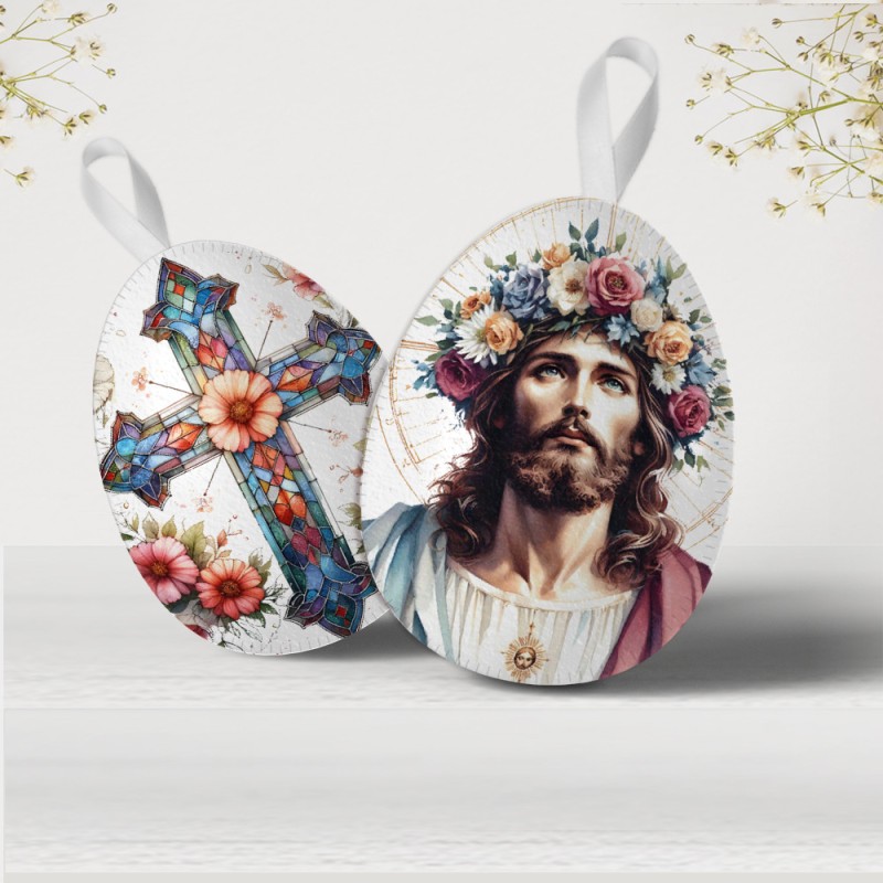 Ostertafel in Bastelfilz Modell 100 "Frohe Ostern" - Jesus und Kreuze