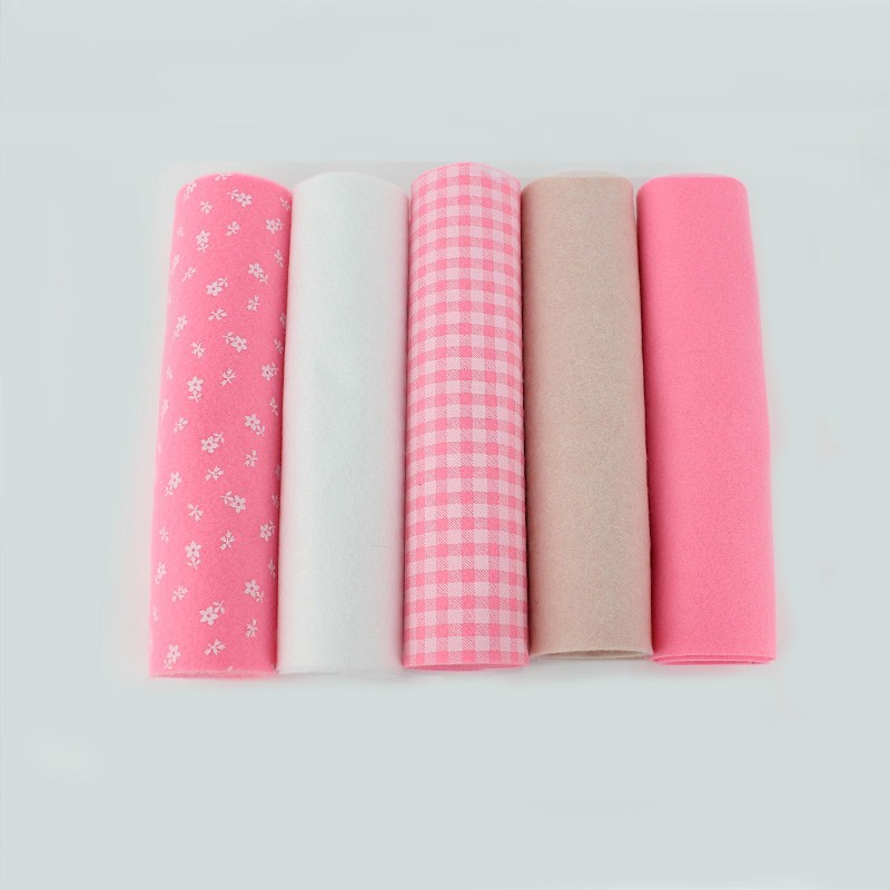 Pannolenci 20x30 cm mix - quadratini & fiorellini rosa kit risparmio 10 fogli|IDEEINFELTRO.COM