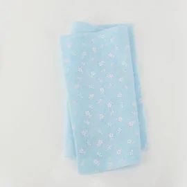 Tissu feutrine Imprimé 20X30 cm Fleurs avec tige - bleu clair