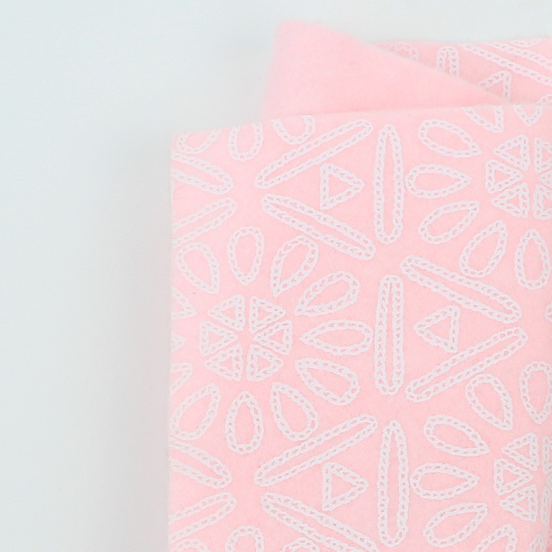 Tissu feutrine Imprimé 50X90 cm Azteca - Rose Bébé