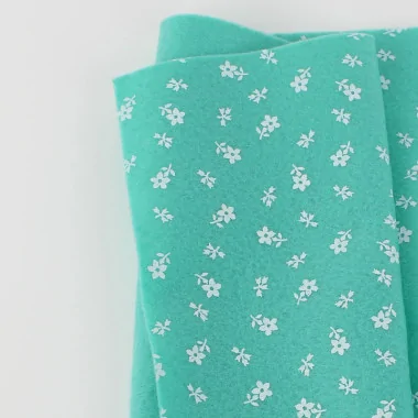 Filzstoff Bedruckte 50X90 cm Blumen mit Stiel - Tiffany Green