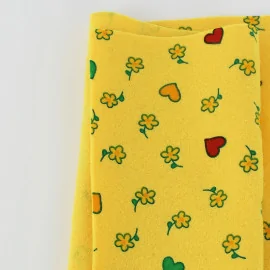 Pannolenci stampato 50x90 cm fiori e cuori - giallo|IDEEINFELTRO.COM