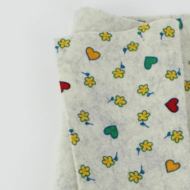 Fetru Moale Imprimat 50X90 cm Flori si Inimioare - Marmura Gri