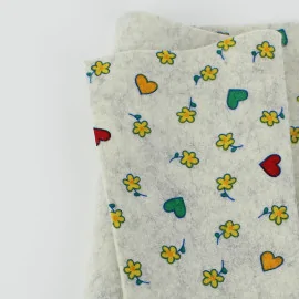 Soft Felt Printed 50X90 cm Flowers and Hearts - Marble Grey