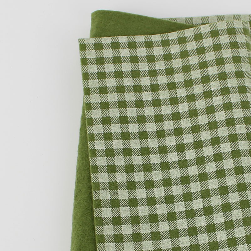 Fetru Moale Imprimat 50X90 cm Carouri - Verde salvie