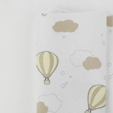 Soft Felt Printed 50X80 cm Hot Air Balloons - White
