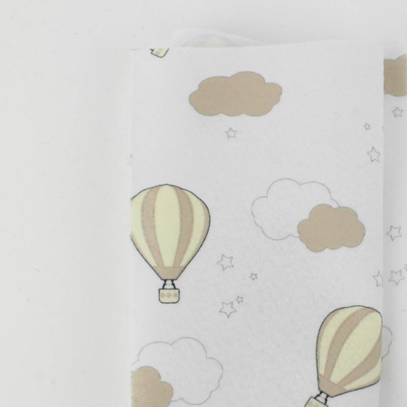 Tela De Fieltro Globos aerostáticos impresos de 50X80 cm - Blanco