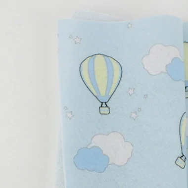 Soft Felt Printed 50X80 cm Hot Air Balloons - Light Blue