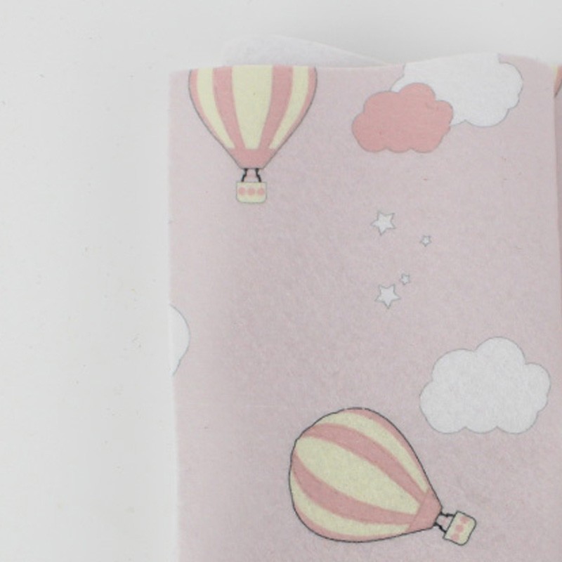 Pannolenci stampato 50x80 cm mongolfiere - rosa chiaro|IDEEINFELTRO.COM