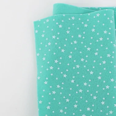 Soft Felt Printed 50X90 cm Stars - Tiffany Green