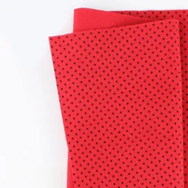 Buy on line soft felt printed mini polka dots black 50X90 cm - red