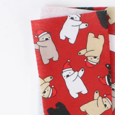 Dun vilt kerst bedrukte teddybeer 50x90 cm met hoed - rood