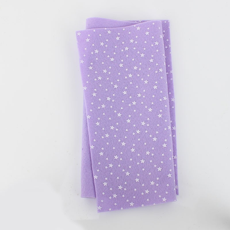 Tela De Fieltro Estrellas Impresas 20X30 cm - Lila