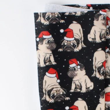 Dun vilt kerst bedrukt 50x90 cm honden - zwart