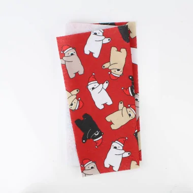 Noël imprimé feutrine 20x30 cm ours en peluche avec chapeau - rouge