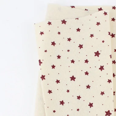 Dun vilt kerst bedrukt 50x90 cm sterren - crème