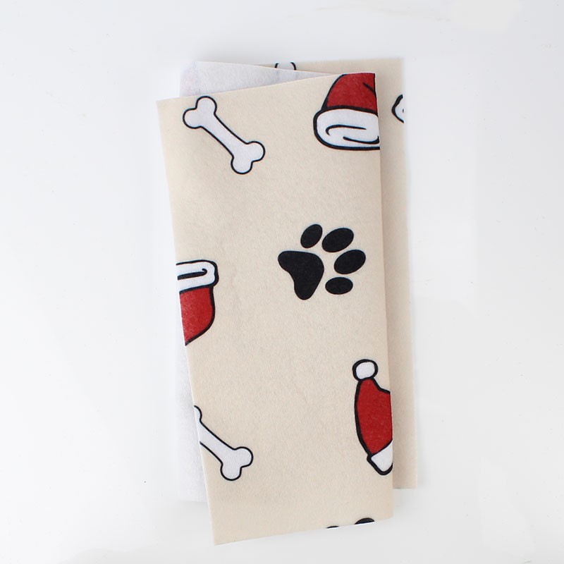 Weihnachten Bedruckte Bastelfilz 20x30 cm Hundedeko - Beige