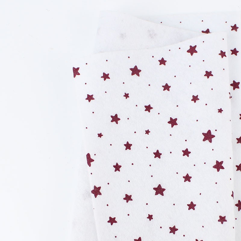 Estampado navideño fieltro fino estrellas 50x90 cm - blanco