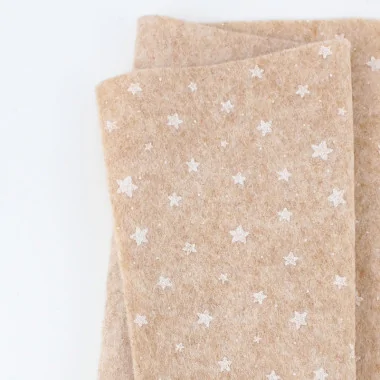 Weihnachten Bedruckte Bastelfilz 50x90 cm Sterne - Beige Melange