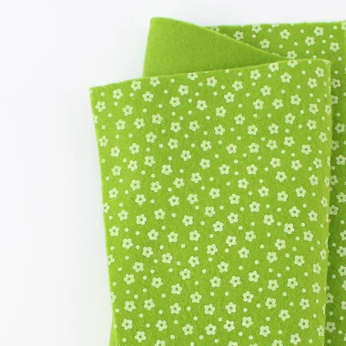 Buy On Line soft felt Flower Print 50X90Cm 1Mm Meadow Green