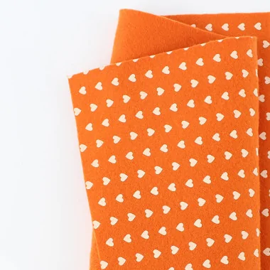 Pannolenci stampato 50x90 cm cuori - arancio