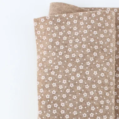 Sale on line soft felt flower print 50X90 cm 1Mm taupe