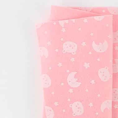 Vendita On Line Pannolenci Stampa Orso/Luna 50X90 Cm 1Mm Rosa