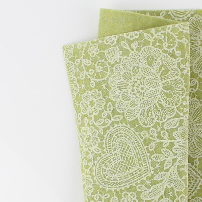 Pannolenci stampato 50x90 cm pizzo - verde pastello|IDEEINFELTRO.COM